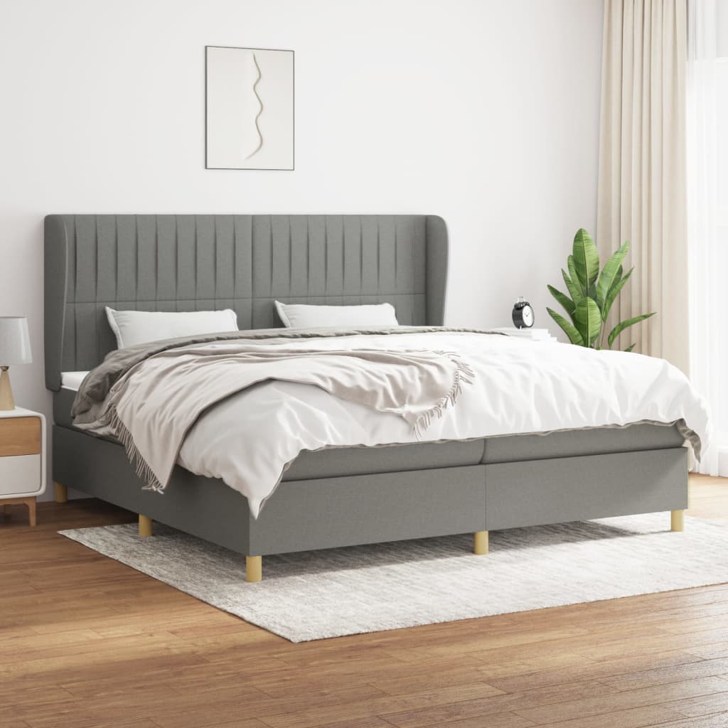 Sommier à lattes de lit avec matelas Gris foncé 200x200cm Tissu - XIOS