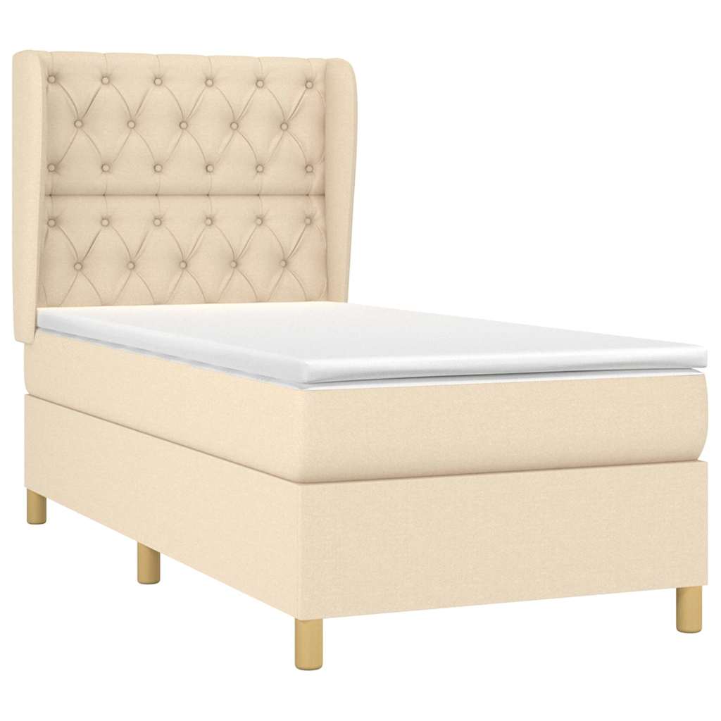 Sommier à lattes de lit avec matelas Crème 80x200 cm Tissu
