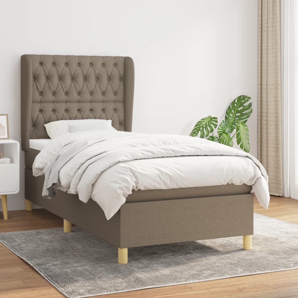Sommier à lattes de lit avec matelas Taupe 90x190 cm Tissu - XIOS