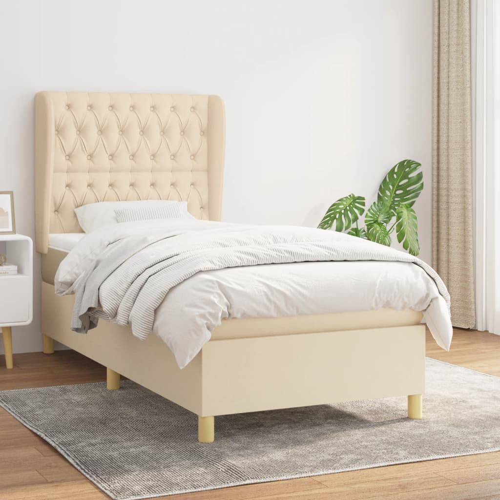 Sommier à lattes de lit et matelas Crème 90x190 cm Tissu - XIOS