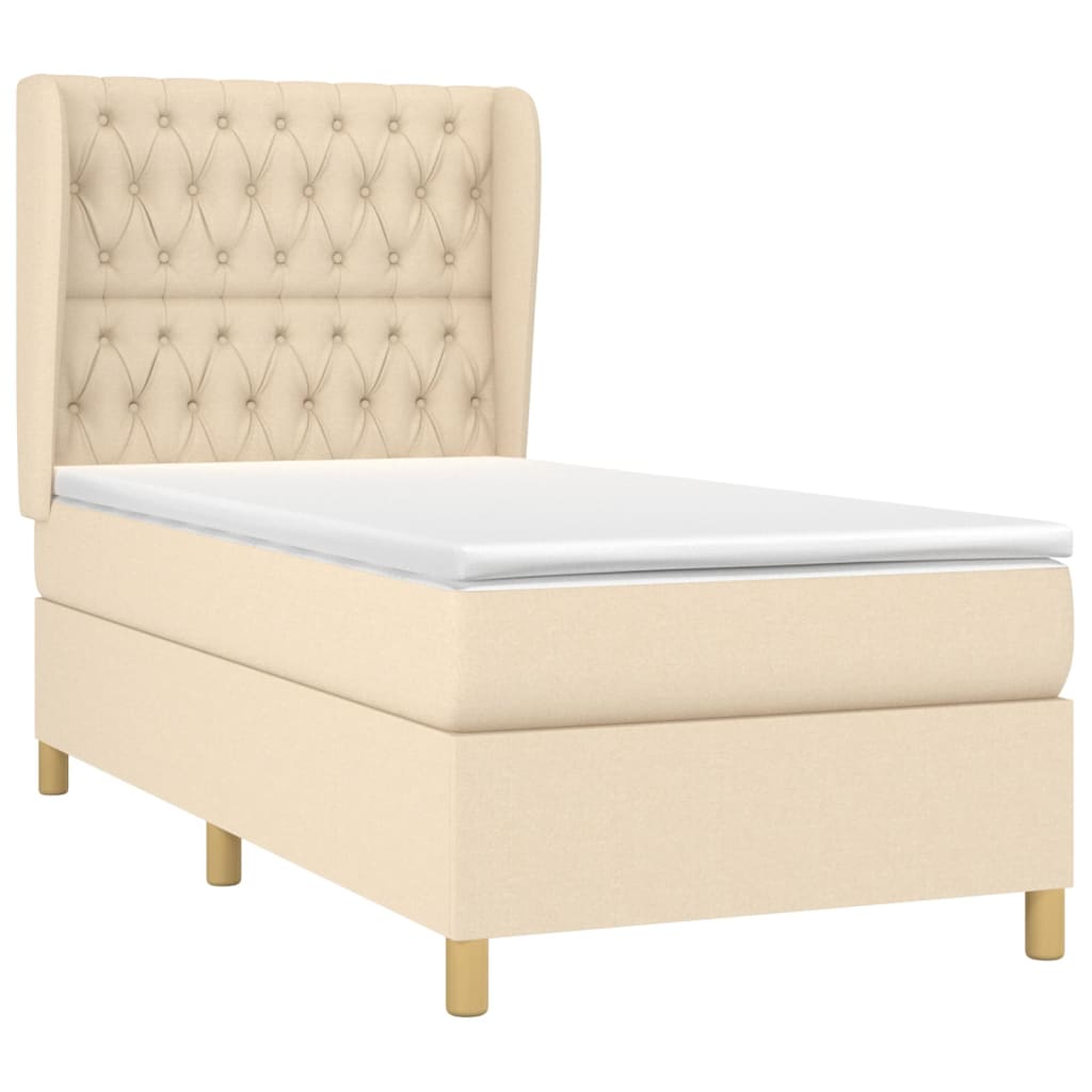 Sommier à lattes de lit avec matelas Crème 90x200 cm Tissu - XIOS