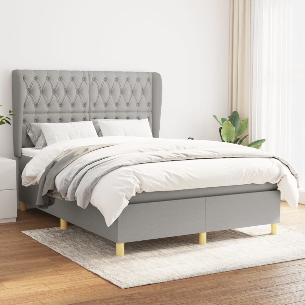 Sommier à lattes de lit avec matelas Gris clair 140x190cm Tissu - XIOS
