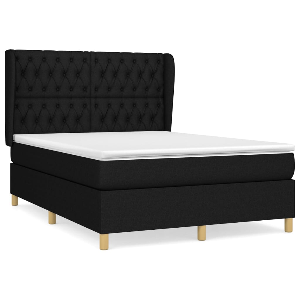 Sommier à lattes de lit avec matelas Noir 140x190 cm Tissu - XIOS