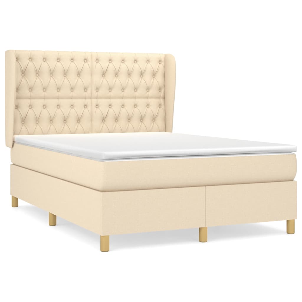 Sommier à lattes de lit avec matelas Crème 140x190 cm Tissu - XIOS