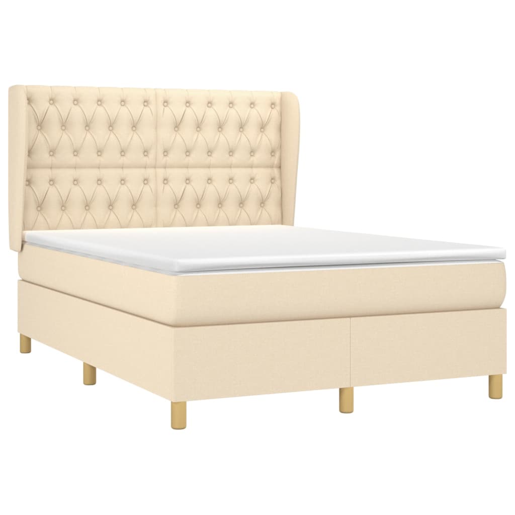 Sommier à lattes de lit avec matelas Crème 140x190 cm Tissu - XIOS