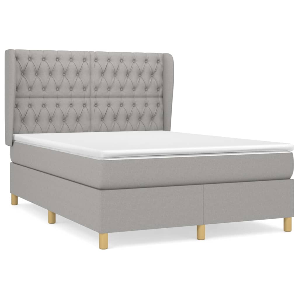 Sommier à lattes de lit avec matelas Gris clair 140x200cm Tissu - XIOS