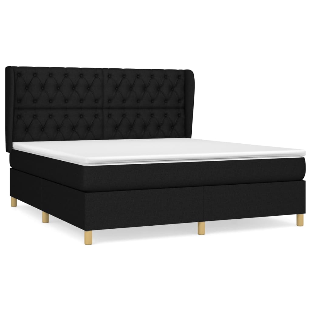 Sommier à lattes de lit avec matelas Noir 160x200 cm Tissu - XIOS