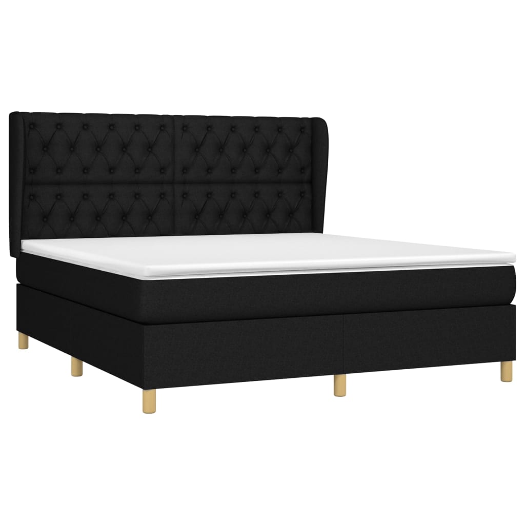 Sommier à lattes de lit avec matelas Noir 160x200 cm Tissu - XIOS