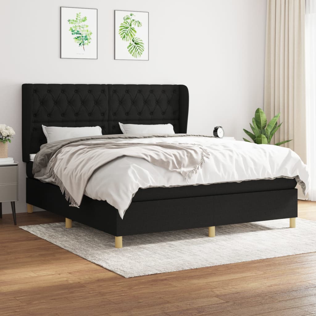 Sommier à lattes de lit avec matelas Noir 160x200 cm Tissu - XIOS