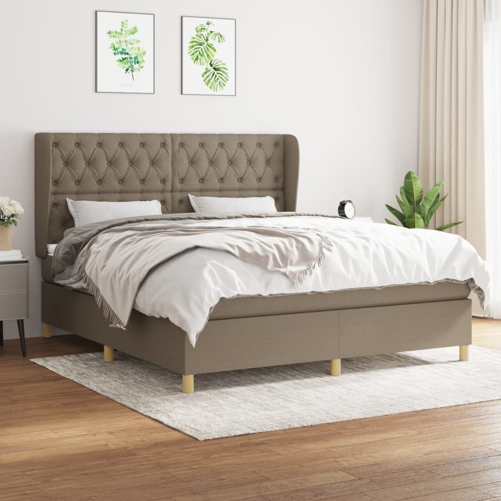 Sommier à lattes de lit avec matelas Taupe 160x200 cm Tissu - XIOS