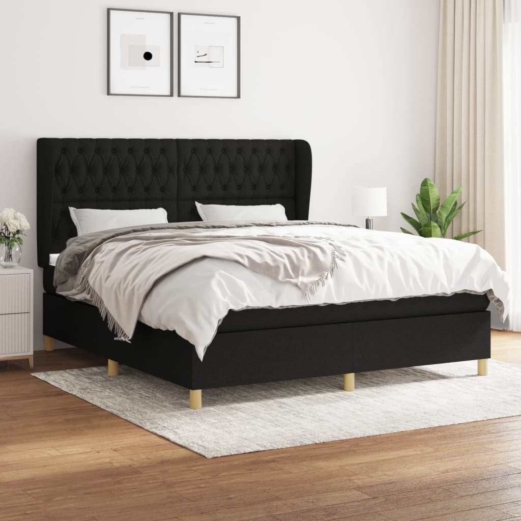 Sommier à lattes de lit avec matelas Noir 180x200 cm Tissu - XIOS