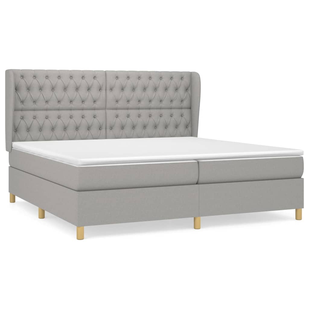 Sommier à lattes de lit avec matelas Gris clair 200x200cm Tissu - XIOS