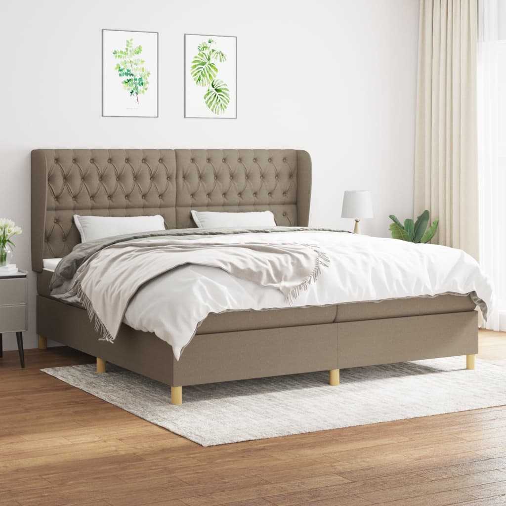 Sommier à lattes de lit avec matelas Taupe 200x200 cm Tissu - XIOS