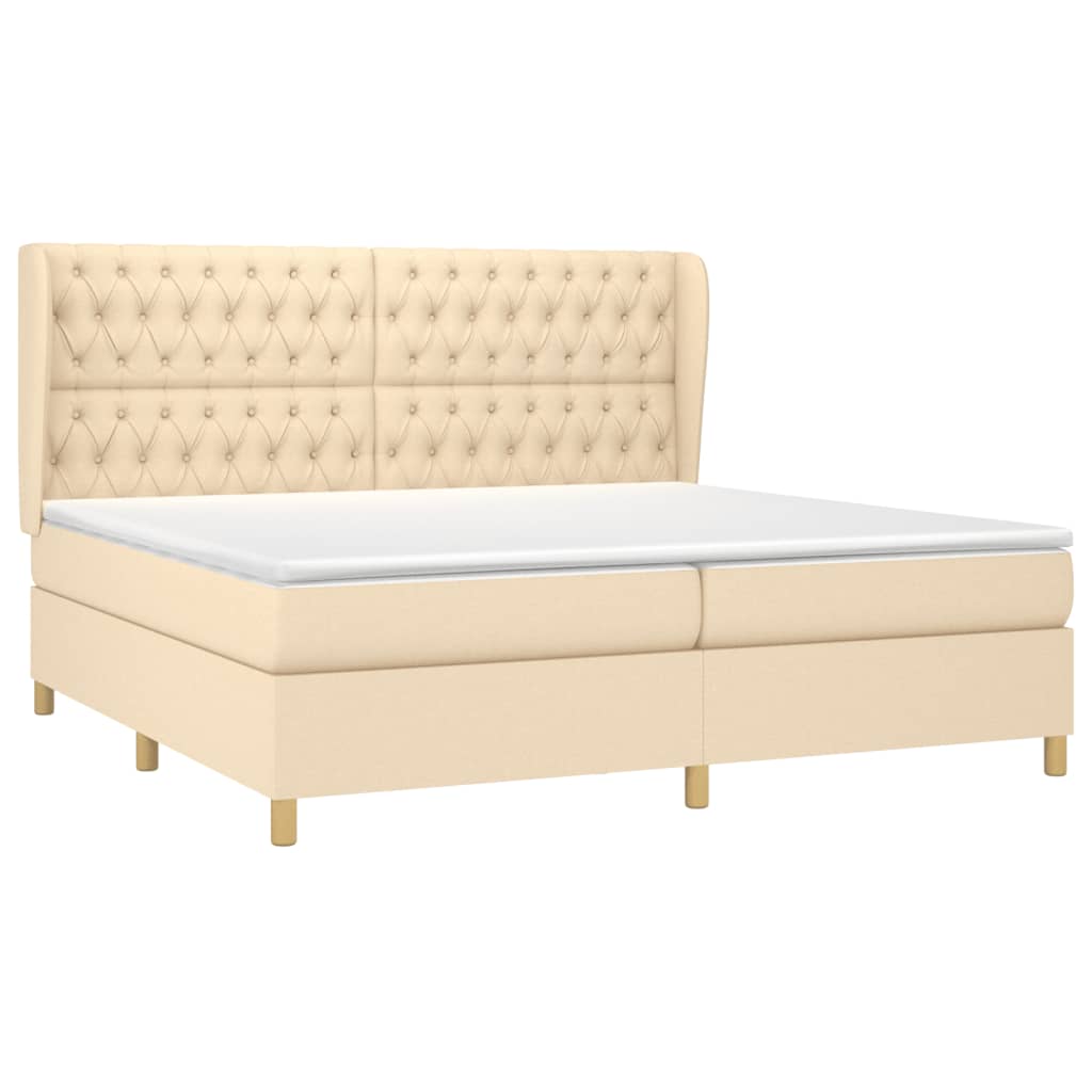 Sommier à lattes de lit avec matelas Crème 200x200 cm Tissu - XIOS