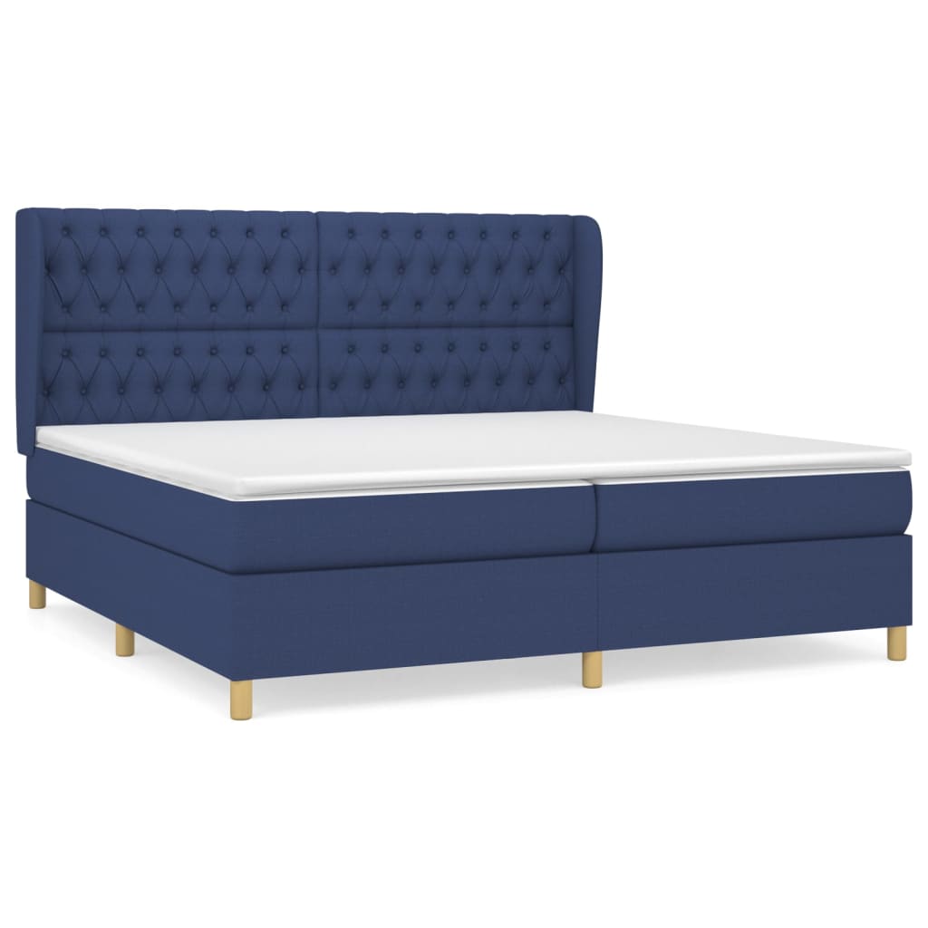 Sommier à lattes de lit avec matelas Bleu 200x200 cm Tissu - XIOS