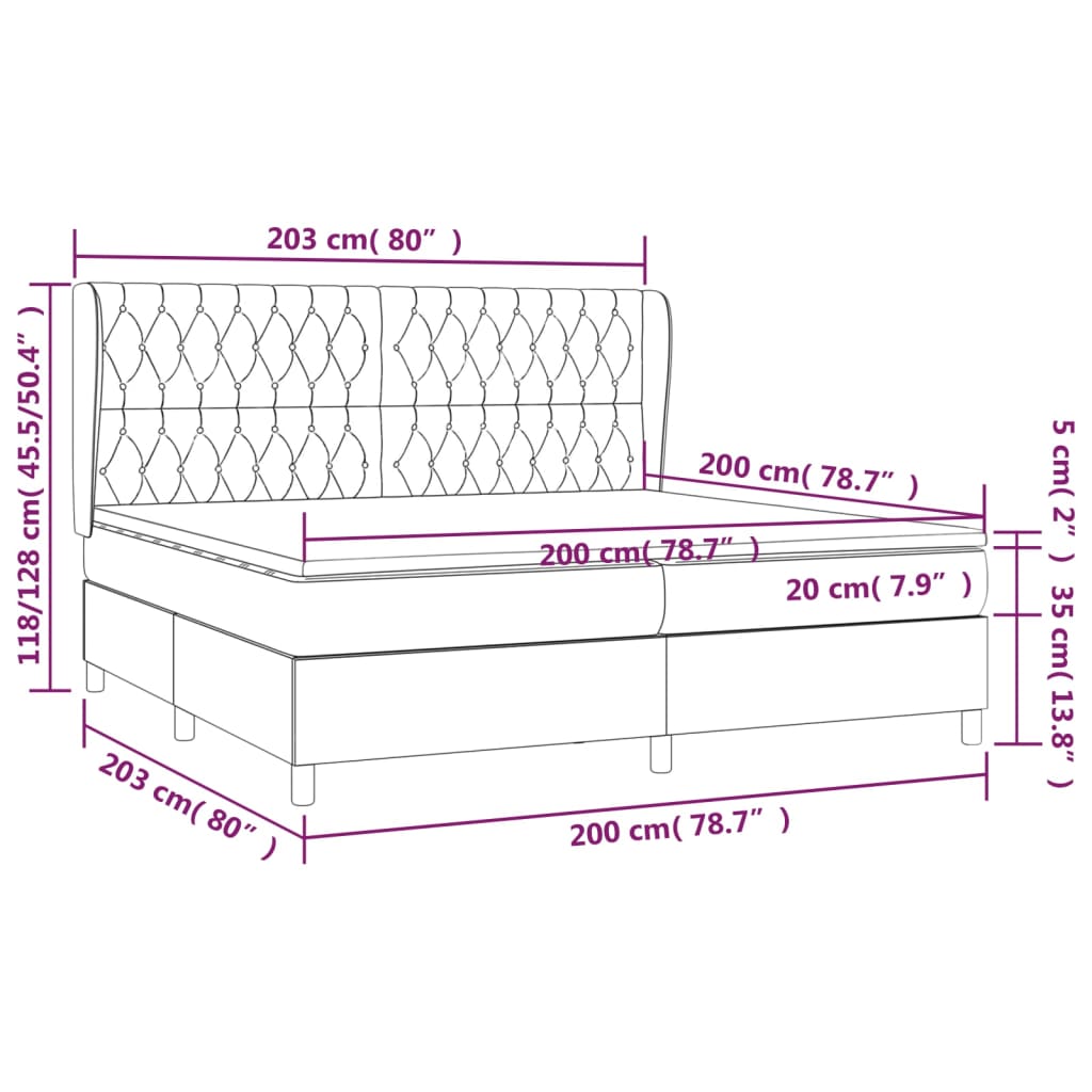 Sommier à lattes de lit avec matelas Bleu 200x200 cm Tissu - XIOS