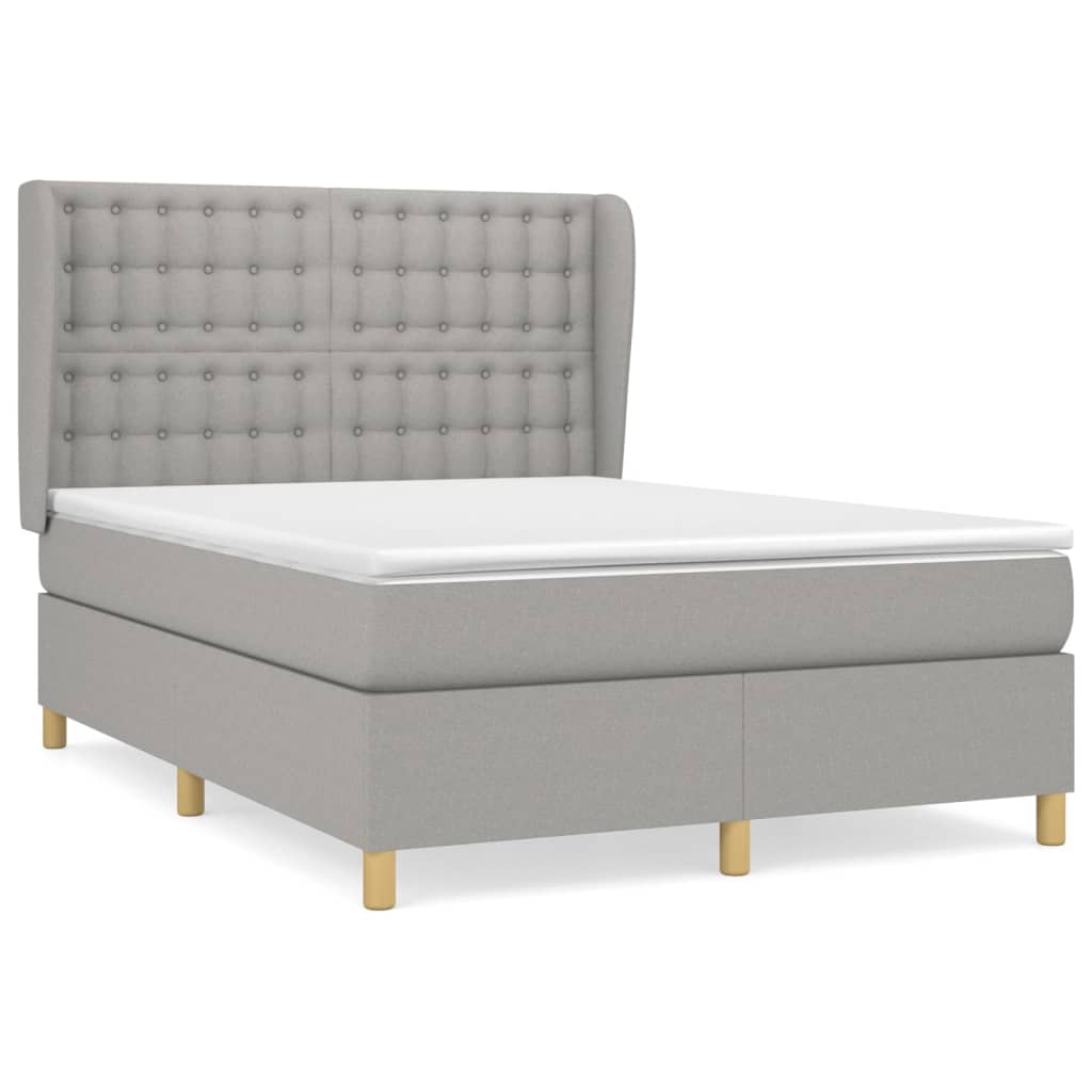 Sommier à lattes de lit avec matelas Gris clair 140x200cm Tissu - XIOS