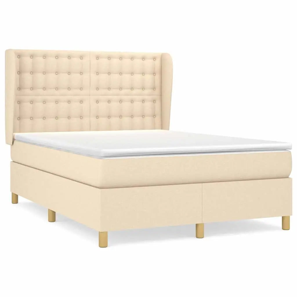 Sommier à lattes de lit avec matelas Crème 140x200 cm Tissu - XIOS