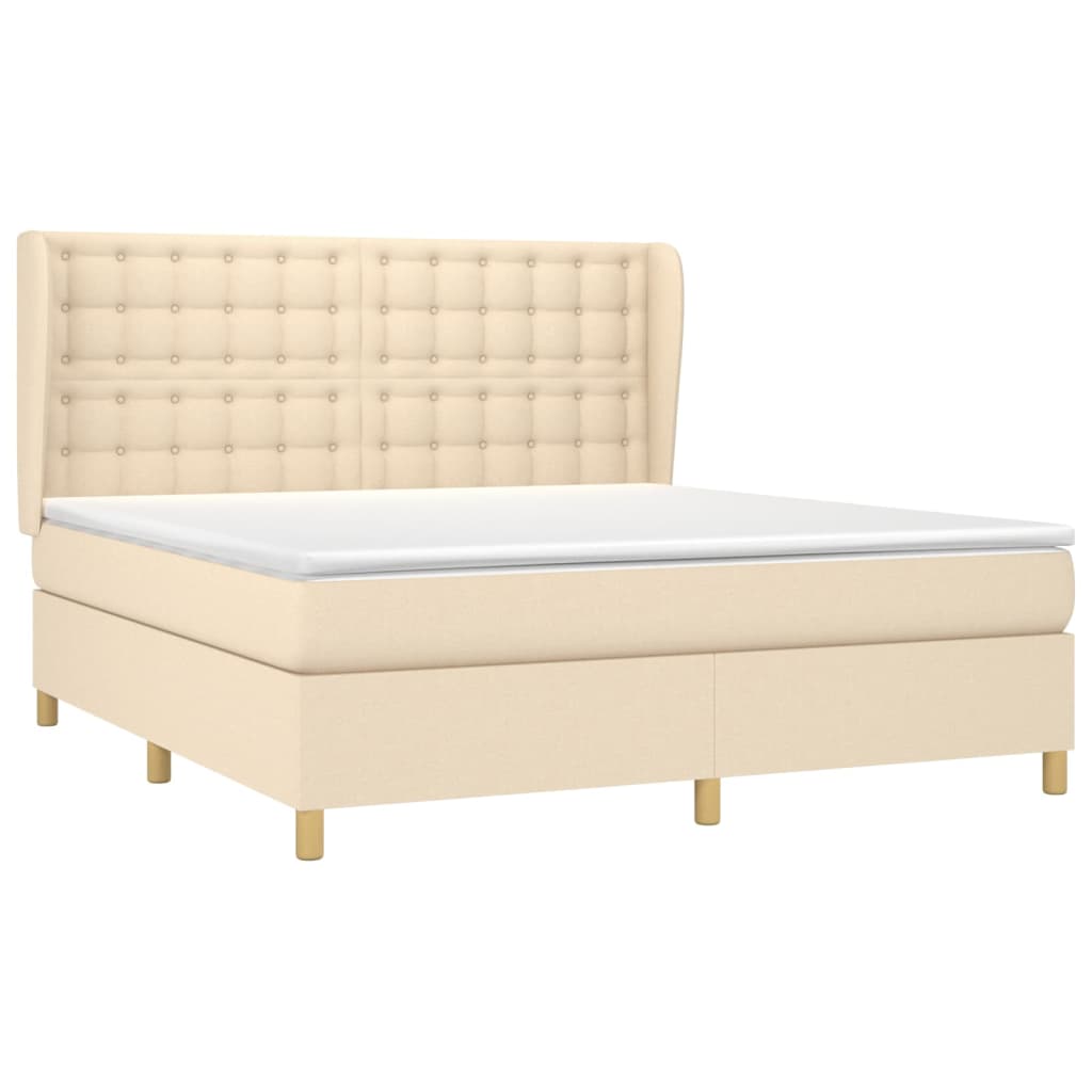 Sommier à lattes de lit avec matelas Crème 160x200 cm Tissu - XIOS