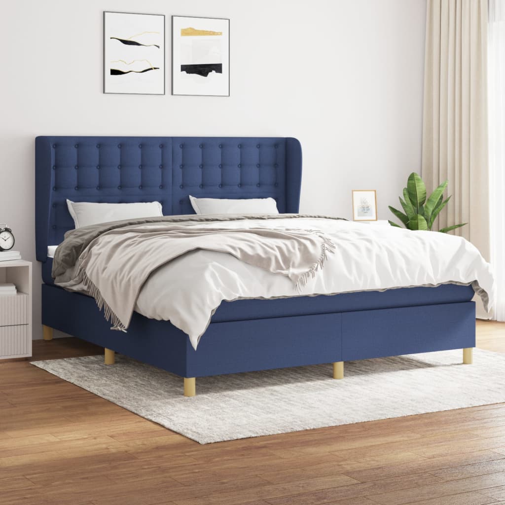 Sommier à lattes de lit avec matelas Bleu 160x200 cm Tissu - XIOS