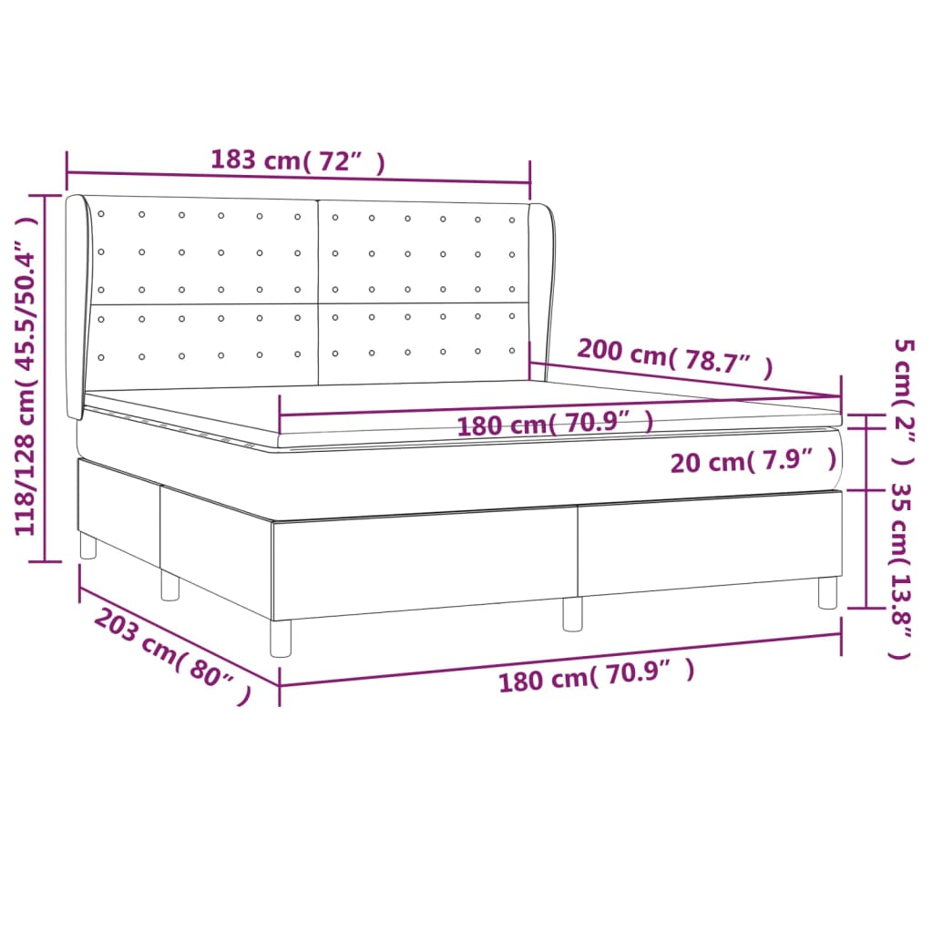 Sommier à lattes de lit avec matelas Gris foncé 180x200cm Tissu - XIOS