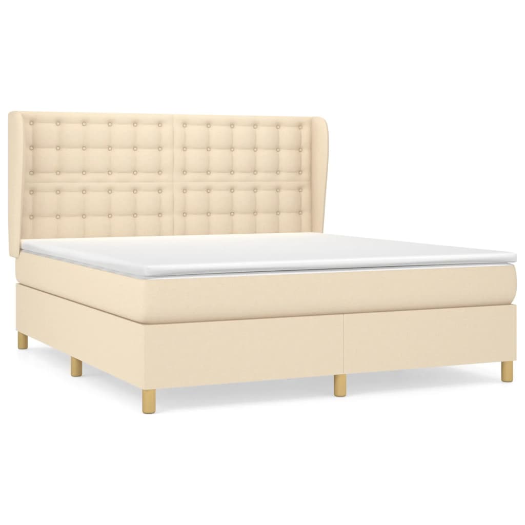 Sommier à lattes de lit avec matelas Crème 180x200 cm Tissu - XIOS