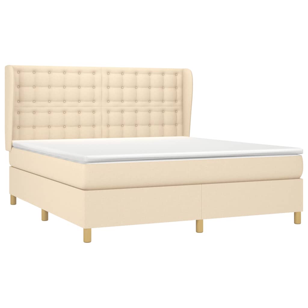 Sommier à lattes de lit avec matelas Crème 180x200 cm Tissu - XIOS