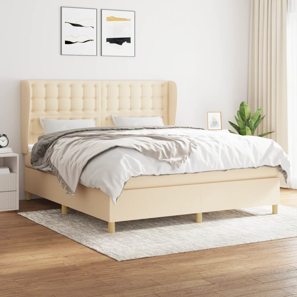 Sommier à lattes de lit avec matelas Crème 180x200 cm Tissu - XIOS