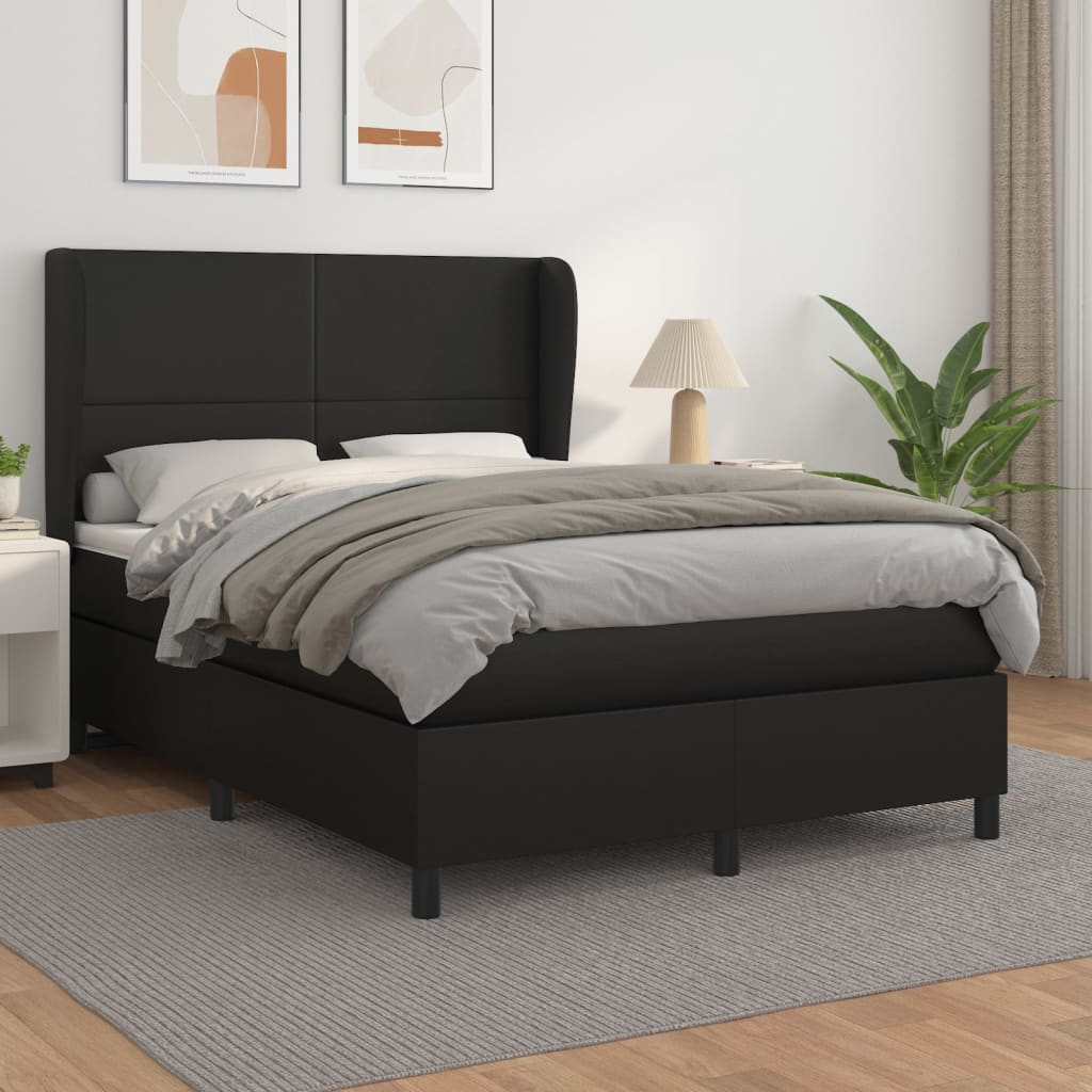 Sommier à lattes de lit avec matelas Noir 140x190 cm Similicuir - XIOS