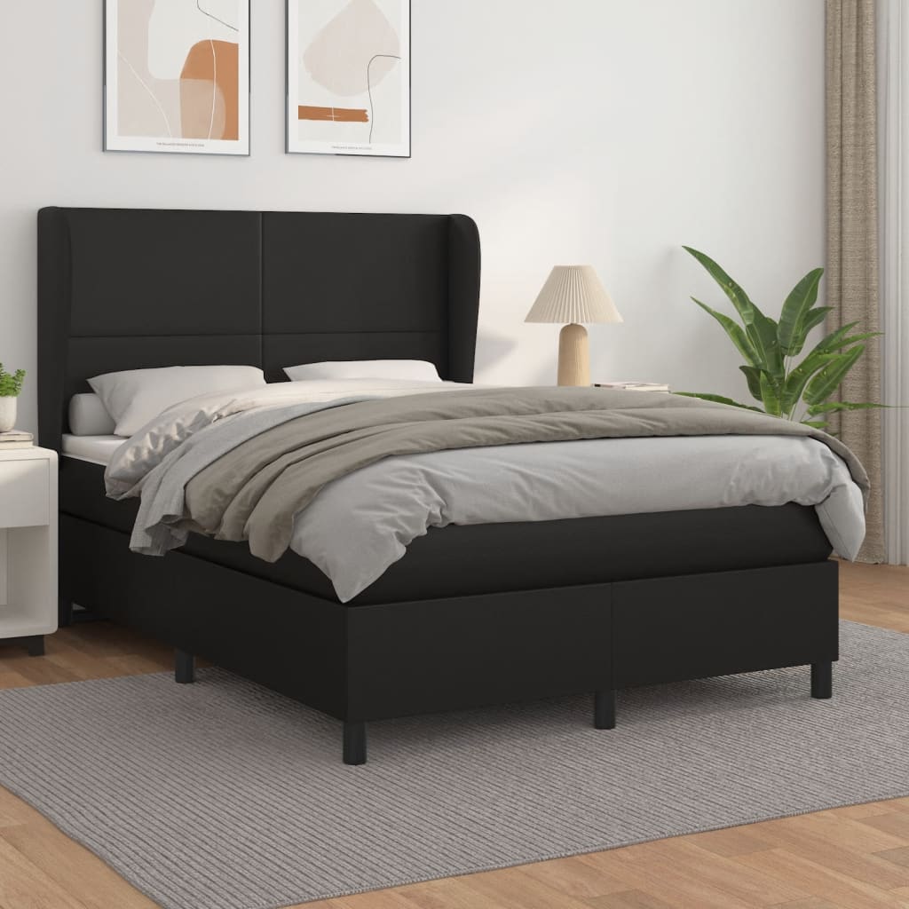 Sommier à lattes de lit avec matelas Noir 140x200 cm Similicuir - XIOS