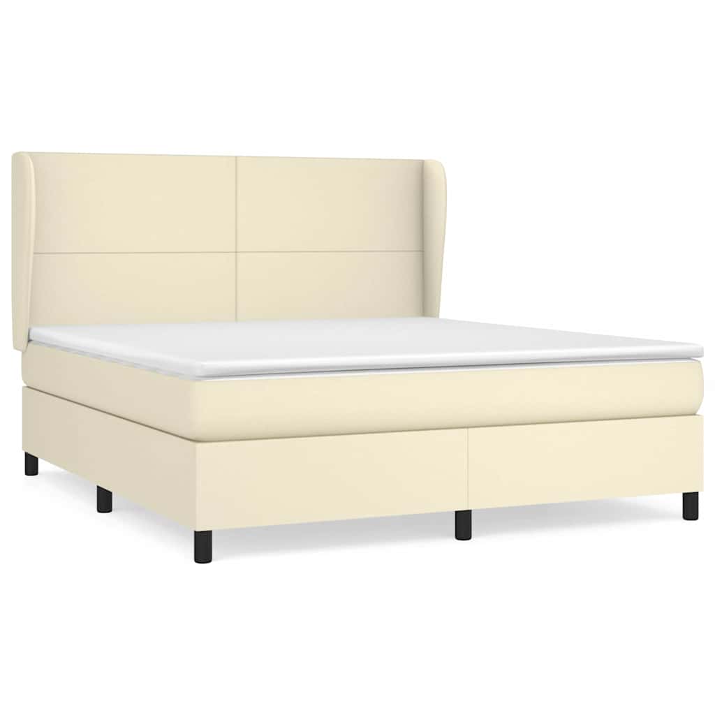 Sommier à lattes de lit avec matelas Crème 160x200cm Similicuir