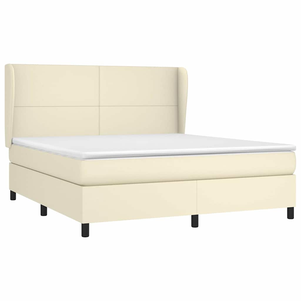Sommier à lattes de lit avec matelas Crème 160x200cm Similicuir
