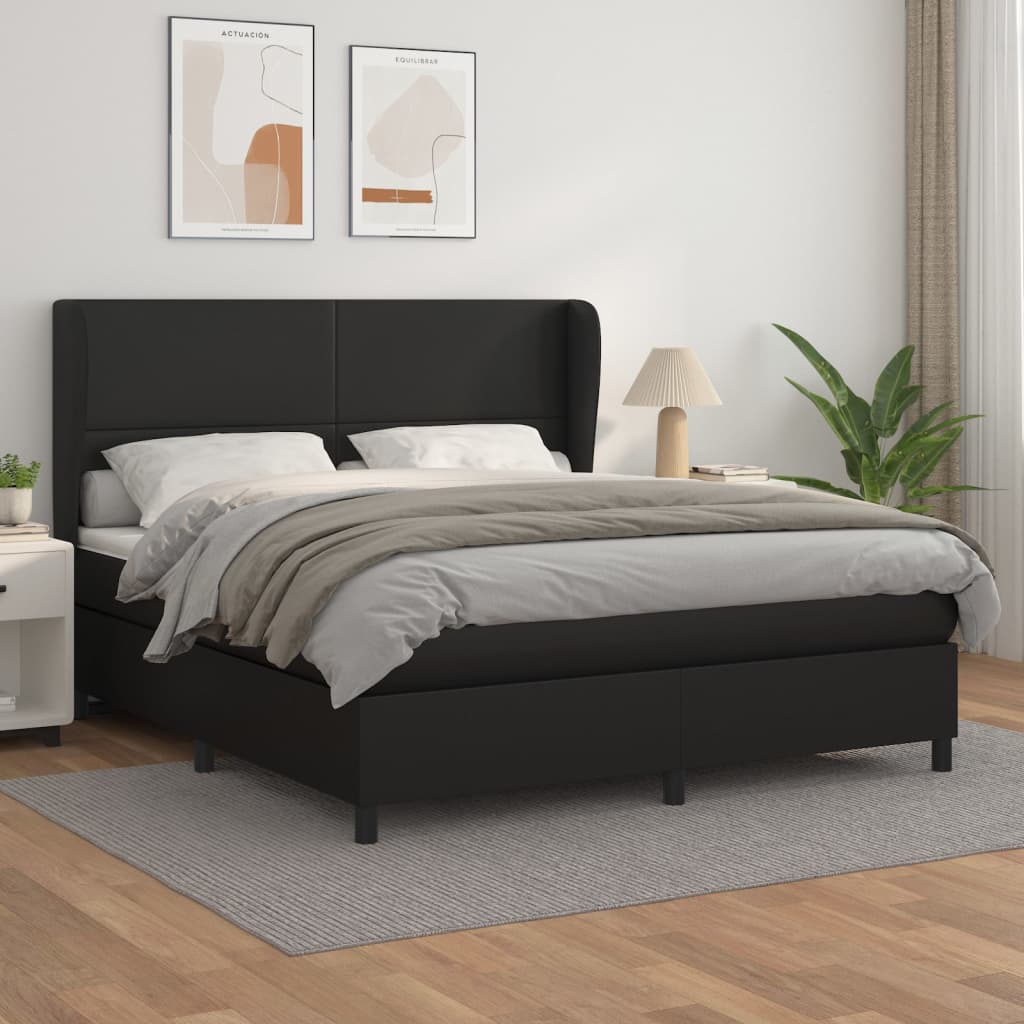 Sommier à lattes de lit avec matelas Noir 180x200 cm Similicuir - XIOS