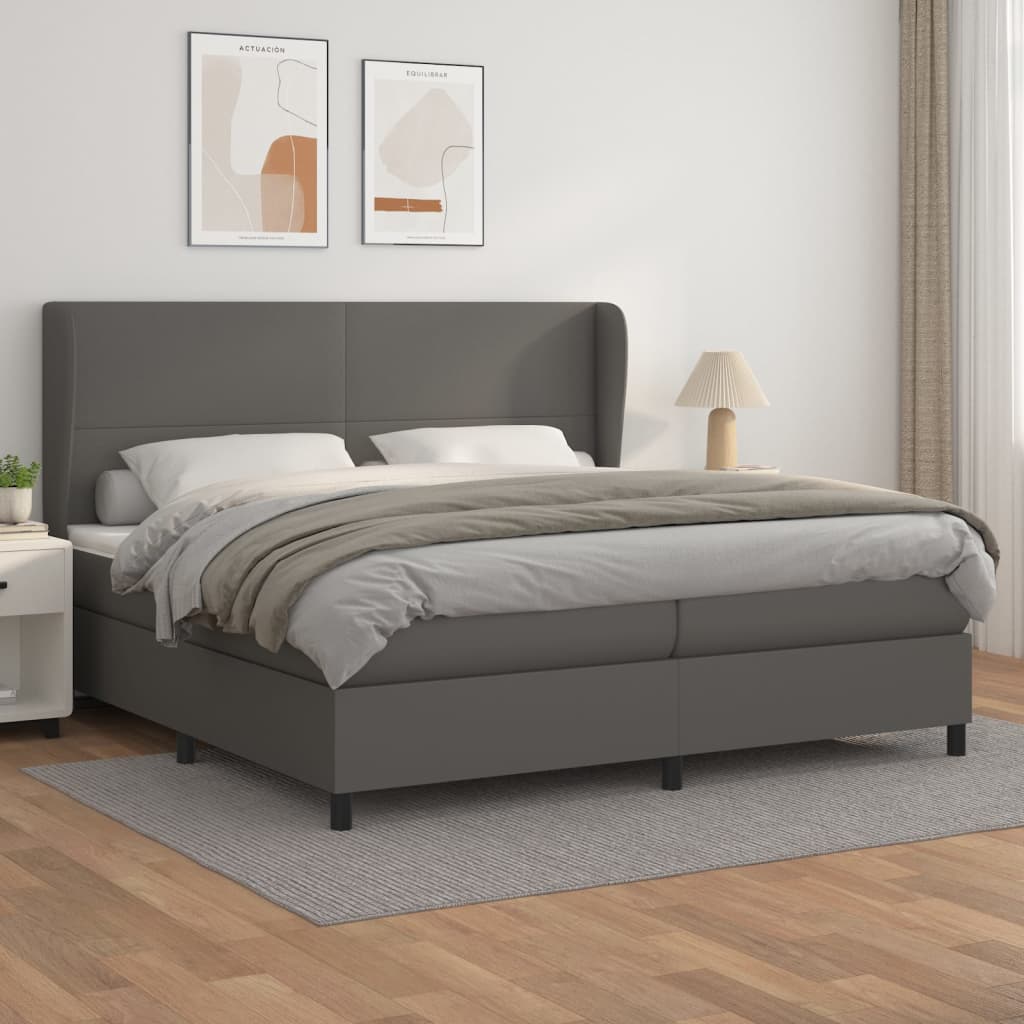 Sommier à lattes de lit avec matelas Gris 200x200 cm Similicuir - XIOS