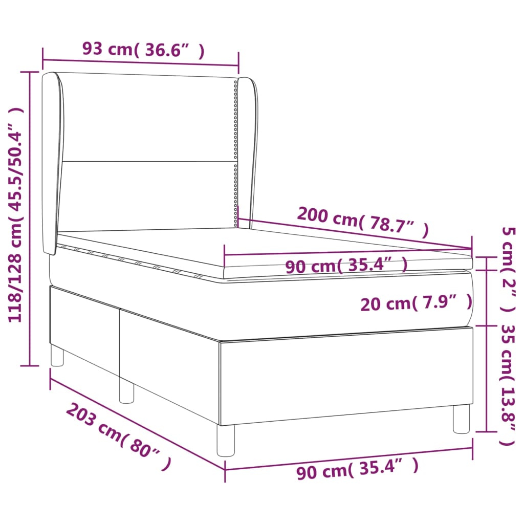 Sommier à lattes de lit avec matelas Gris 90x200 cm Similicuir - XIOS