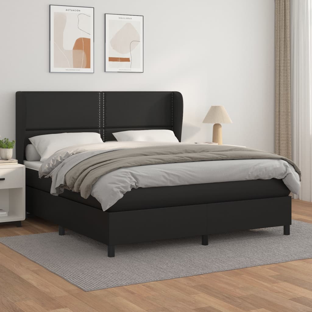 Sommier à lattes de lit avec matelas Noir 180x200 cm Similicuir - XIOS