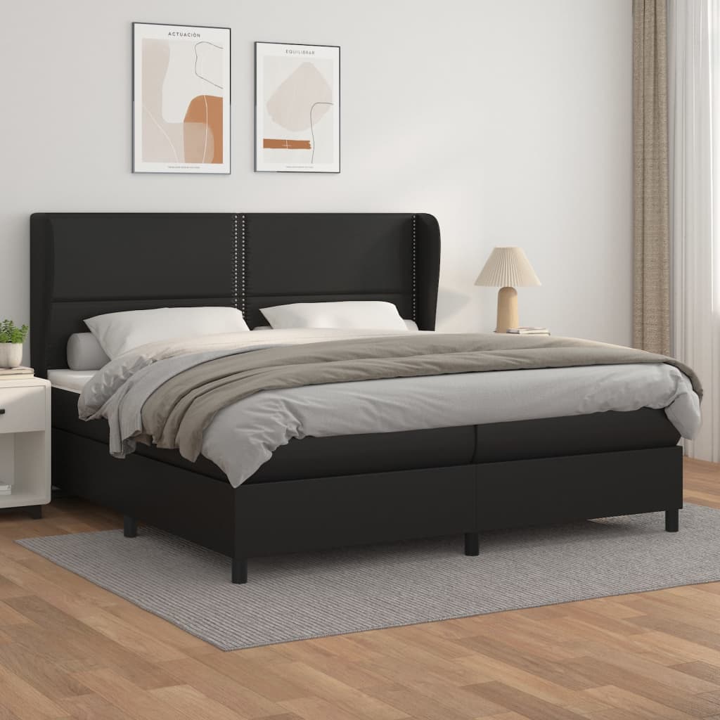 Sommier à lattes de lit avec matelas Noir 200x200 cm Similicuir - XIOS