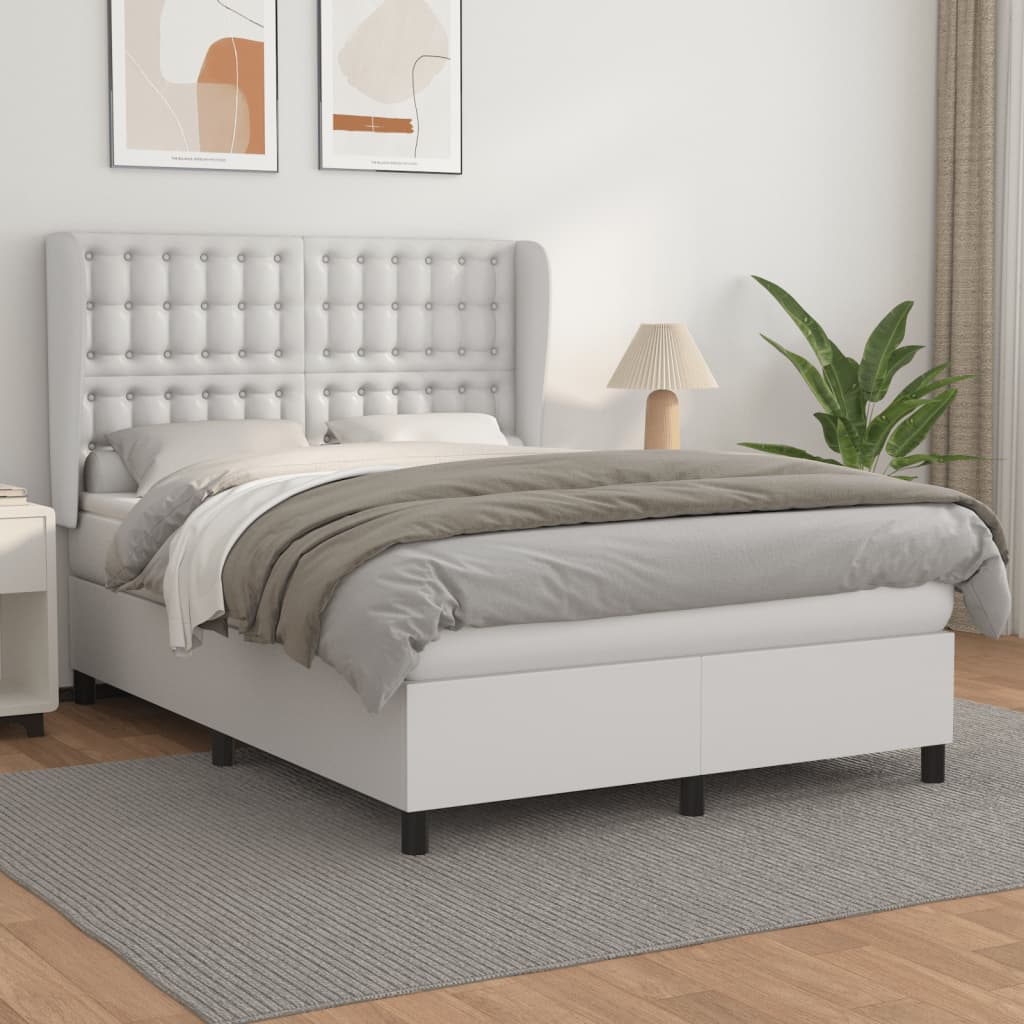 Sommier à lattes de lit avec matelas Blanc 140x190cm Similicuir - XIOS