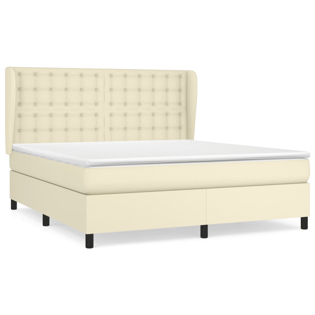Sommier à lattes de lit avec matelas Crème 180x200cm Similicuir - XIOS