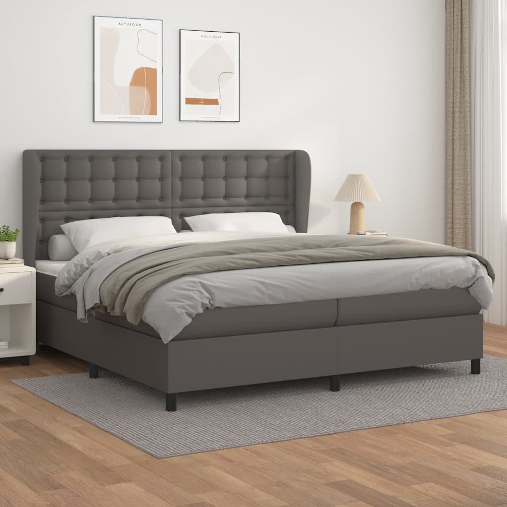 Sommier à lattes de lit avec matelas Gris 200x200 cm Similicuir - XIOS