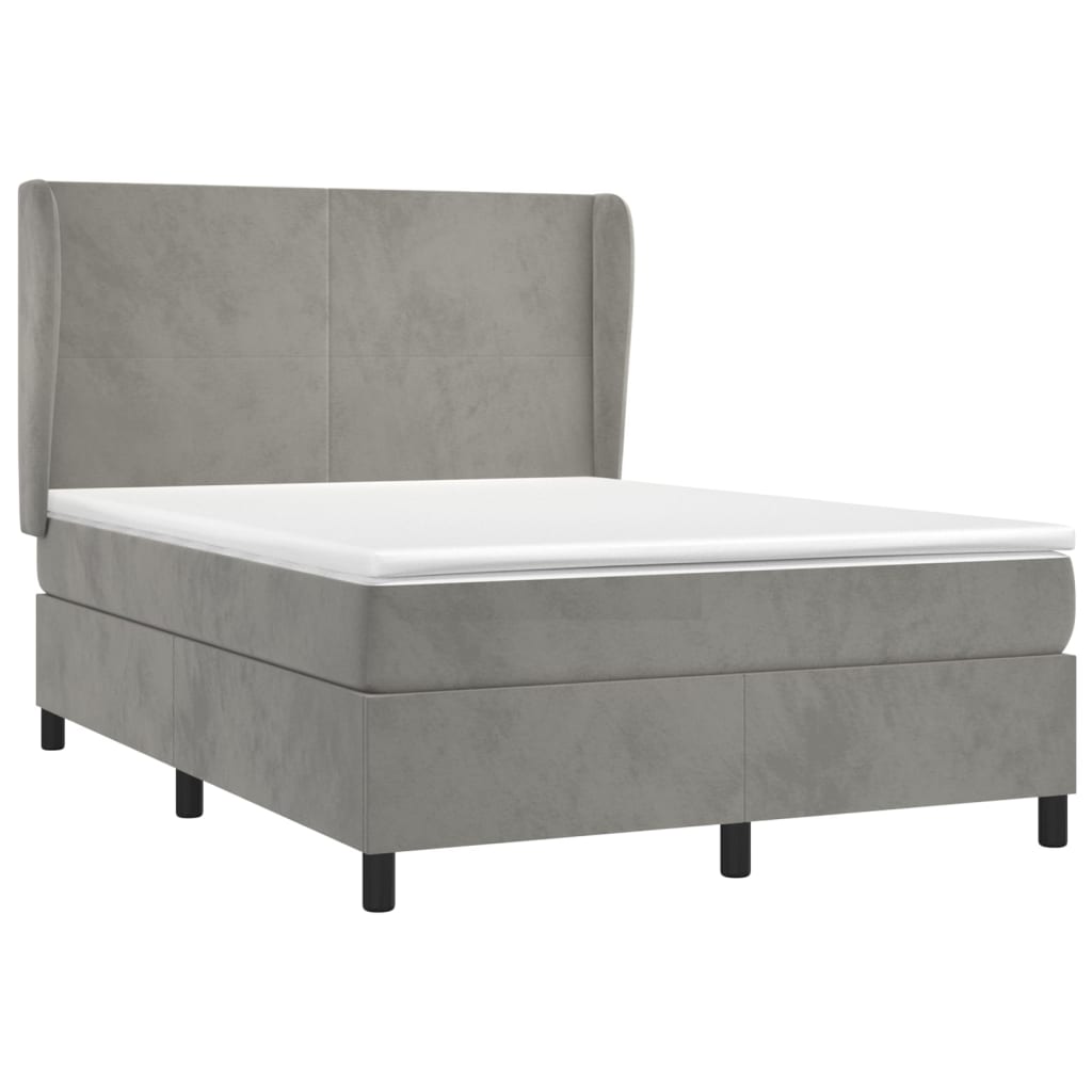 Sommier à lattes de lit et matelas Gris clair 140x190cm Velours - XIOS