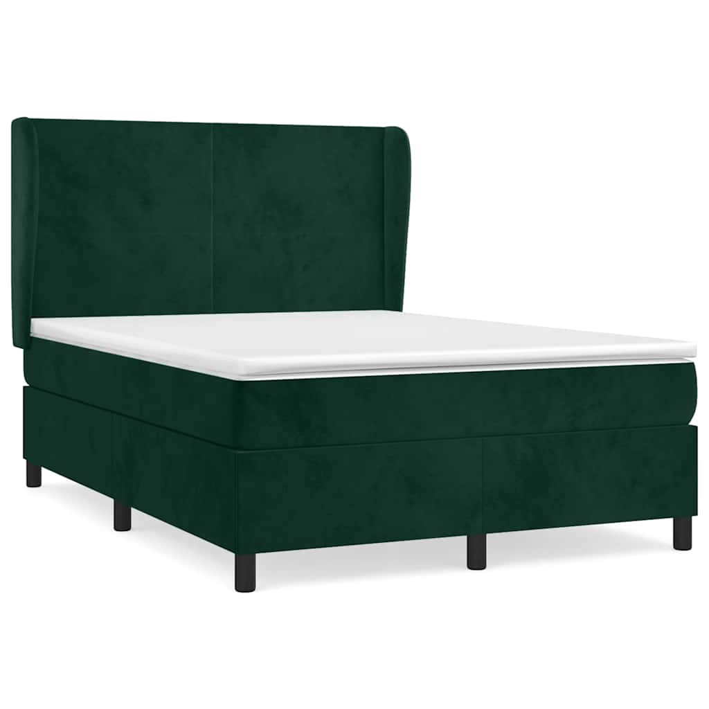 Sommier à lattes de lit et matelas Vert foncé 140x190cm Velours