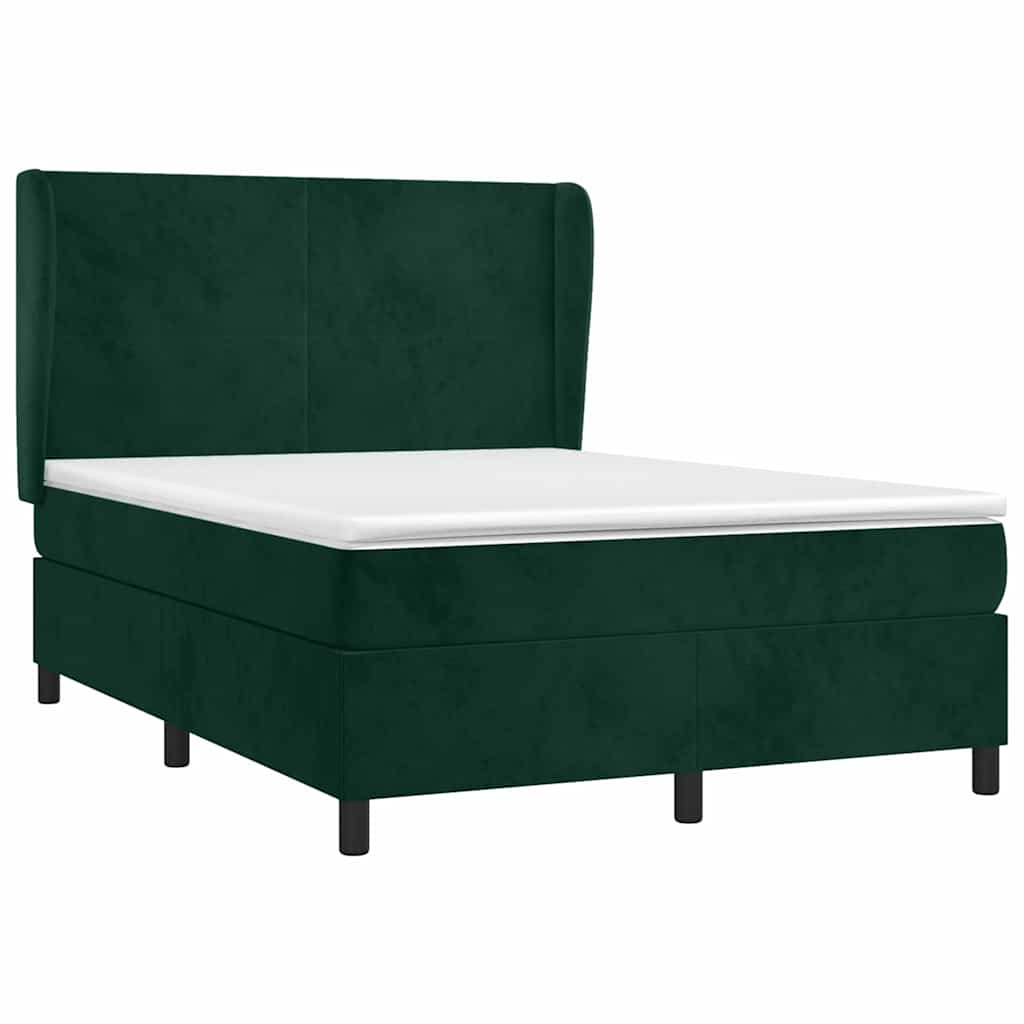 Sommier à lattes de lit et matelas Vert foncé 140x190cm Velours