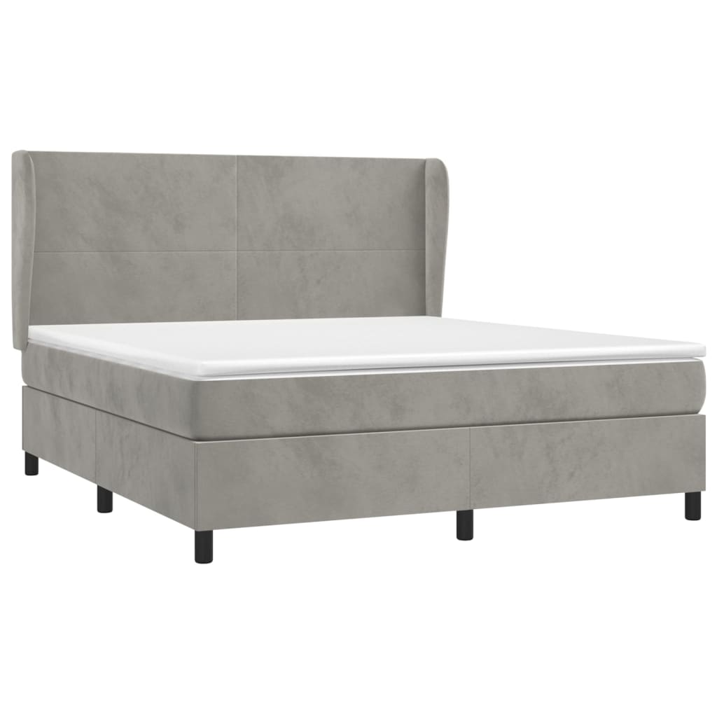 Sommier à lattes de lit et matelas Gris clair 180x200cm Velours - XIOS