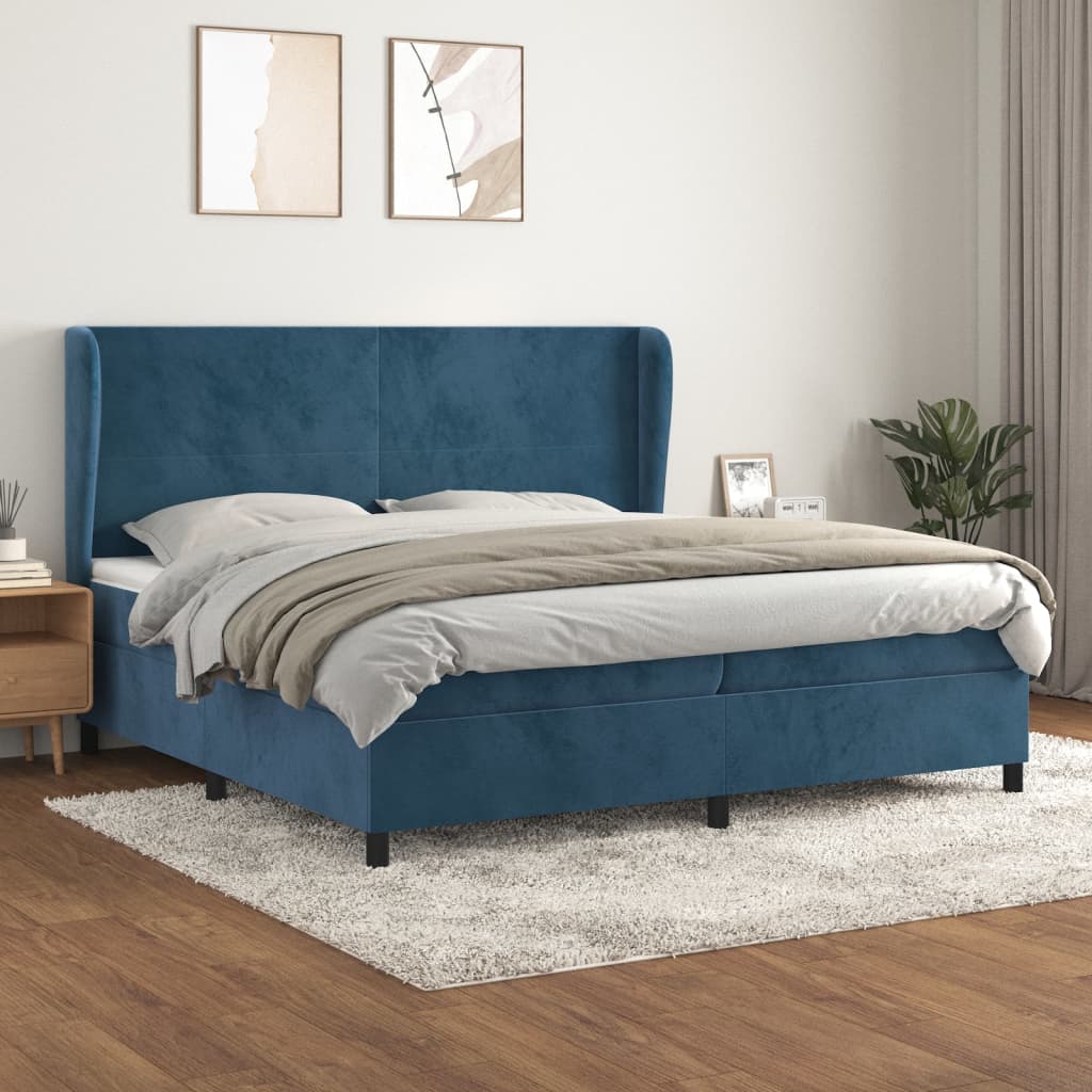Sommier à lattes de lit et matelas Bleu foncé 200x200cm Velours - XIOS