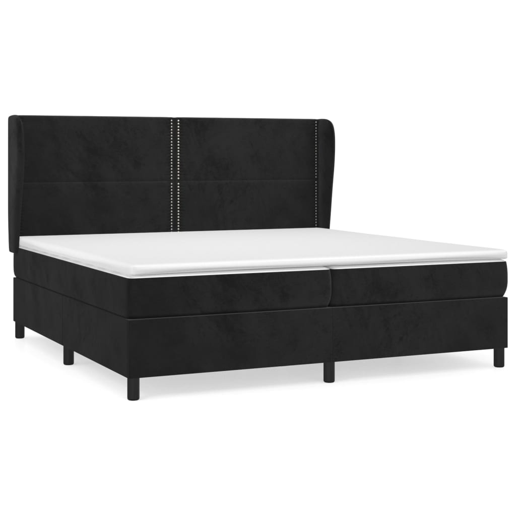 Sommier à lattes de lit et matelas Noir 200x200 cm Velours - XIOS