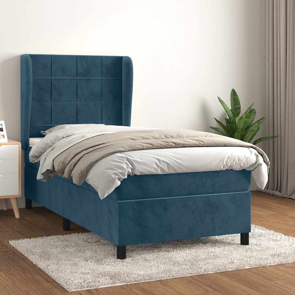 Sommier à lattes de lit avec matelas Bleu foncé 100x200 cm - XIOS
