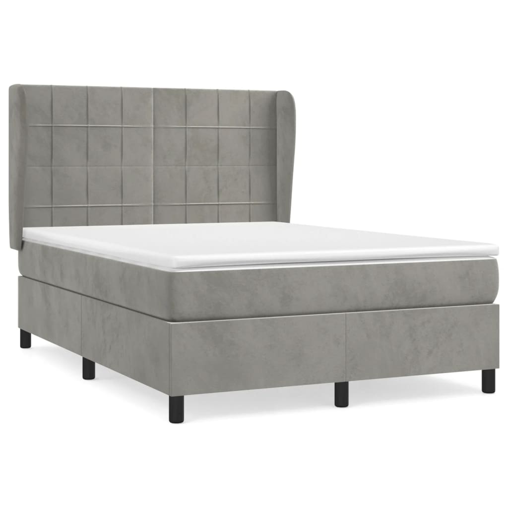 Sommier à lattes de lit et matelas Gris clair 140x190cm Velours - XIOS
