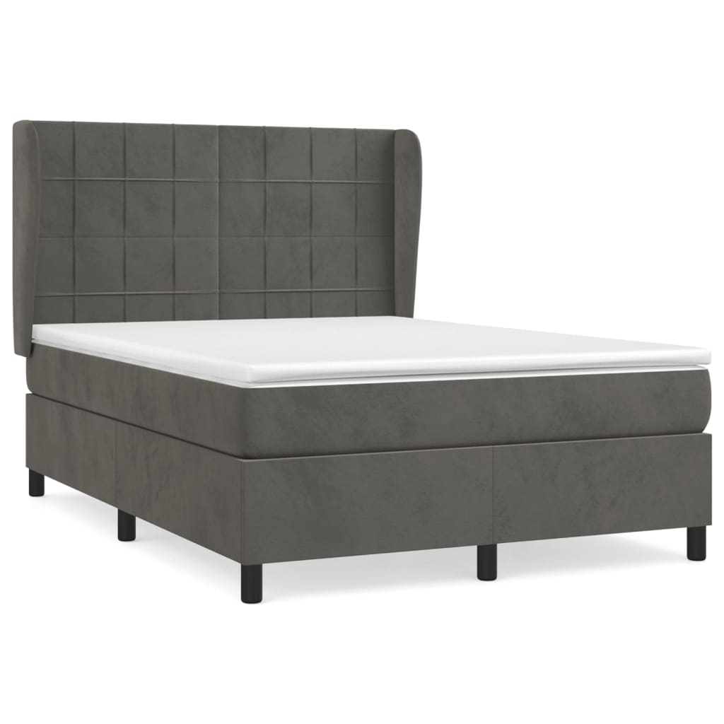 Sommier à lattes de lit et matelas Gris foncé 140x190cm Velours - XIOS