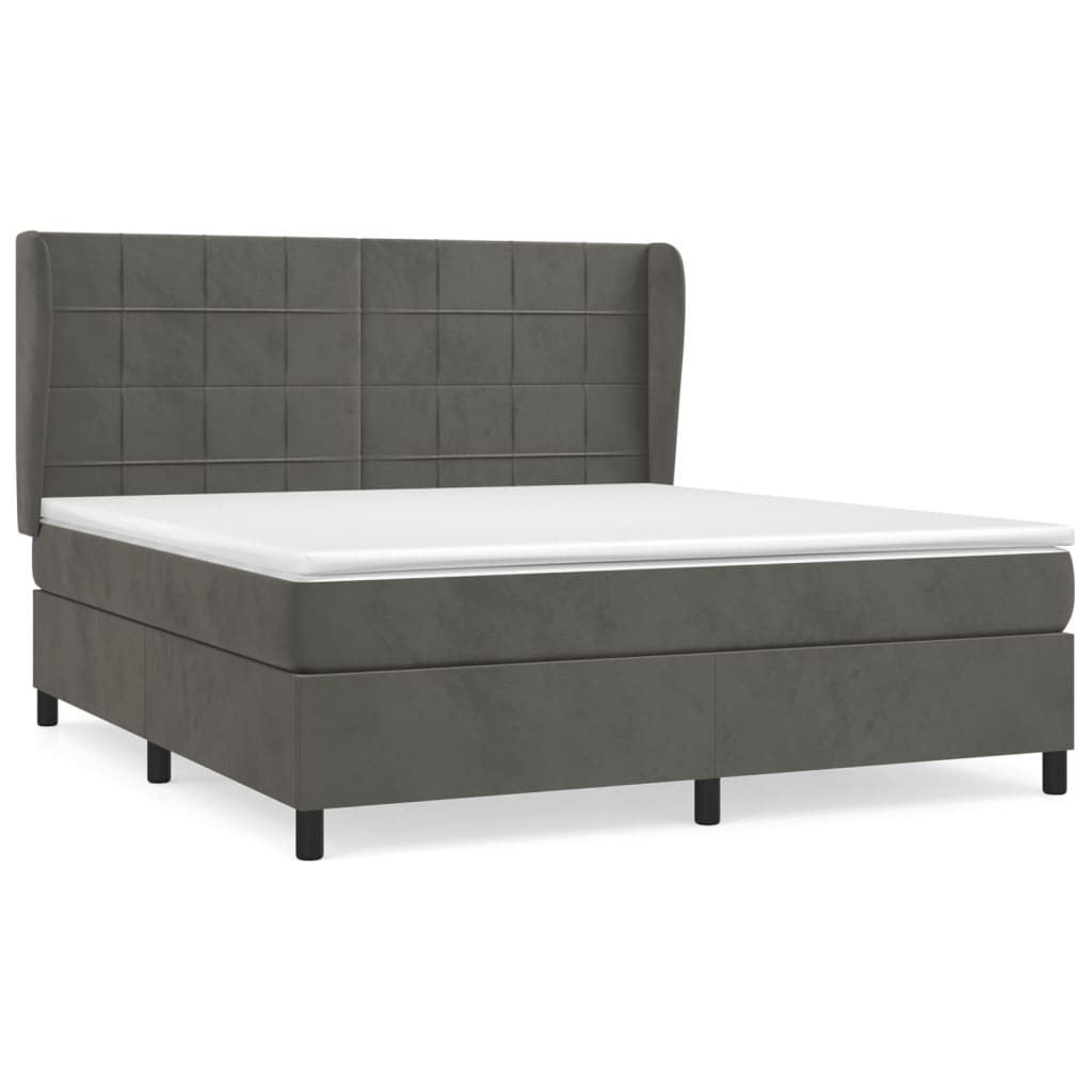 Sommier à lattes de lit et matelas Gris foncé 160x200cm Velours - XIOS